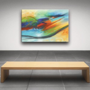 Kunstdruck auf Leinwand von christinart_ulm Titel: Farbspiel blau